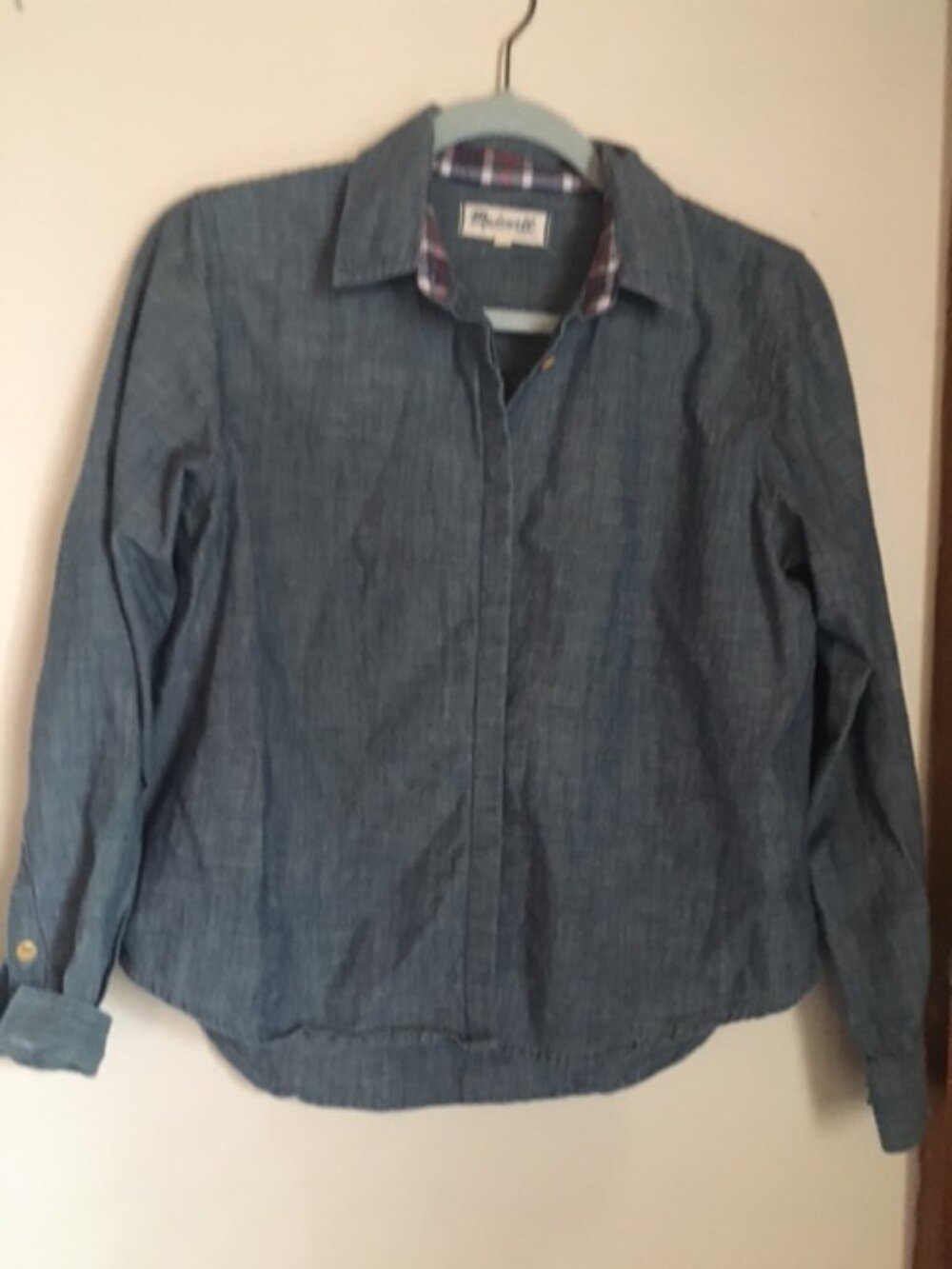 Madewell Blue Chambray Long-Sleeve Button-Down Shirt